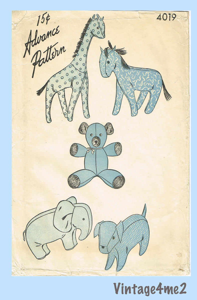 vintage stuffed animal patterns free