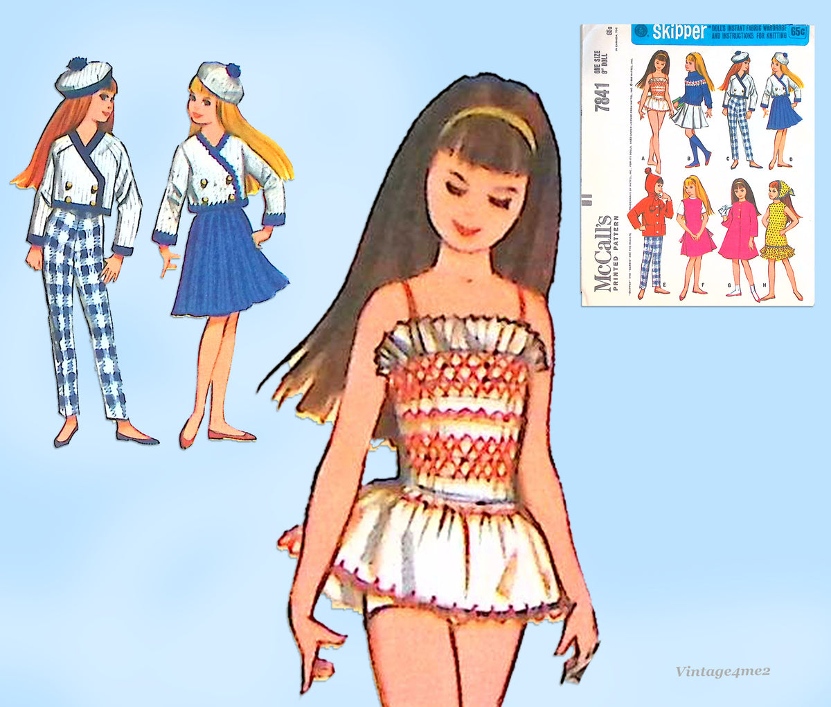 1960s Vintage McCalls Sewing Pattern 7841- 9 In Skipper Doll Clothes  Vintage4me2