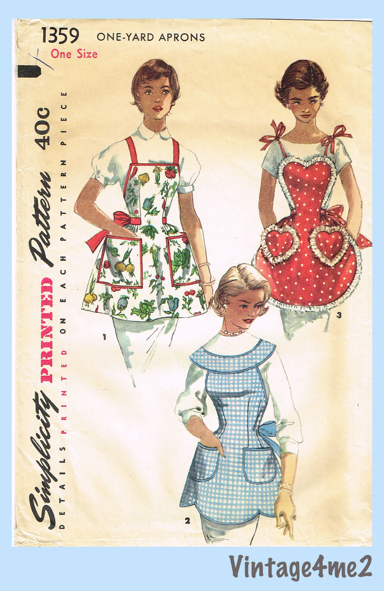 1950s Vintage Simplicity Sewing Pattern 4857 Easy Misses 1 Yard Apron –  Vintage4me2