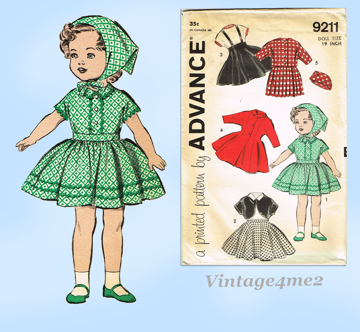 1950s CUTE Little Girls Dress Pattern ADVANCE 6957 Large Collar Regula – A  Vintage shop