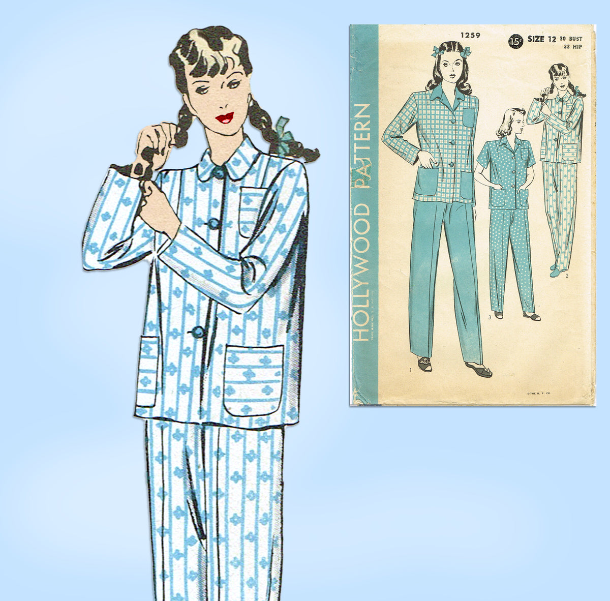 Vintage 40s Sewing Pattern Hollywood Patterns 488 Boy's Long or Short  Cuffed Pants Trousers Size 10 Waist 26 Complete 