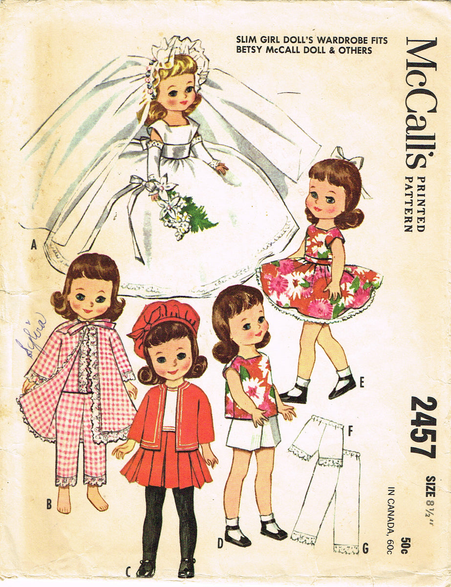 McCall 2457: 1960s Cute 8.5 In Betsy McCall Doll Clothes Vintage Sewing  Pattern