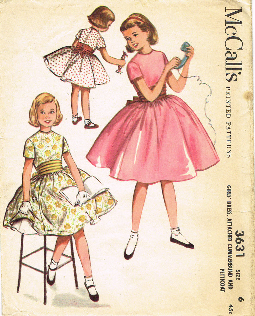 McCall s 3631 1950s Uncut Toddler Girls Party Dress Sz 6 Vintage Sewing Pattern