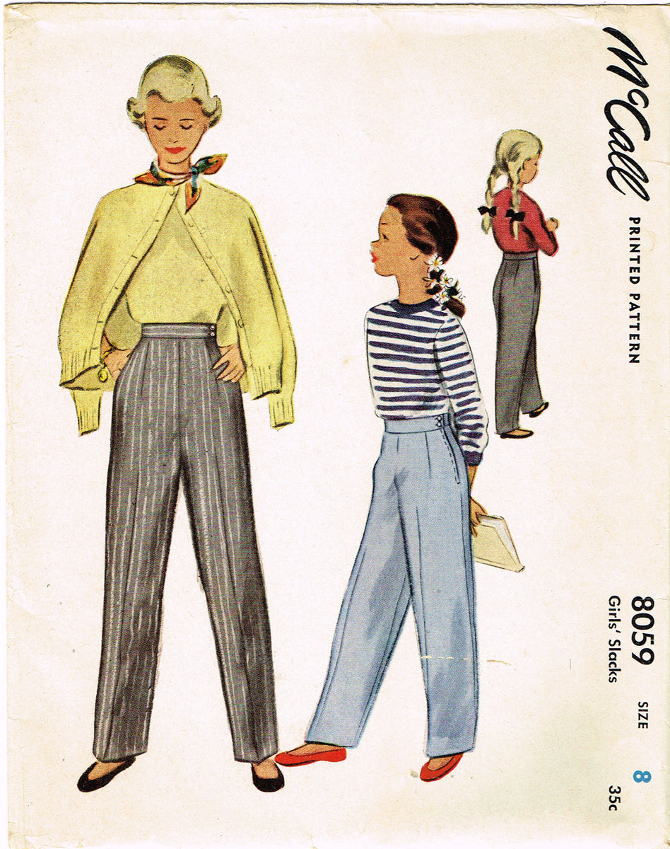 Vintage 1950's McCall's 4536 MAN-TAILORED SLACKS PANTS Sewing Pattern Women  26