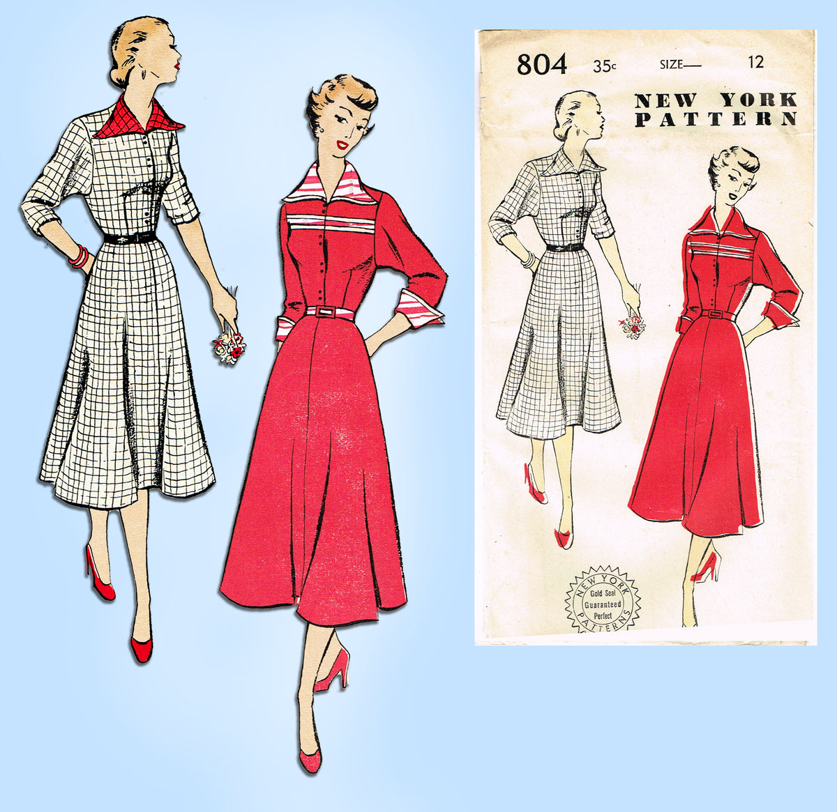 New York 804: 1950s Uncut Misses Street Dress Size 30 B Vintage Sewing ...