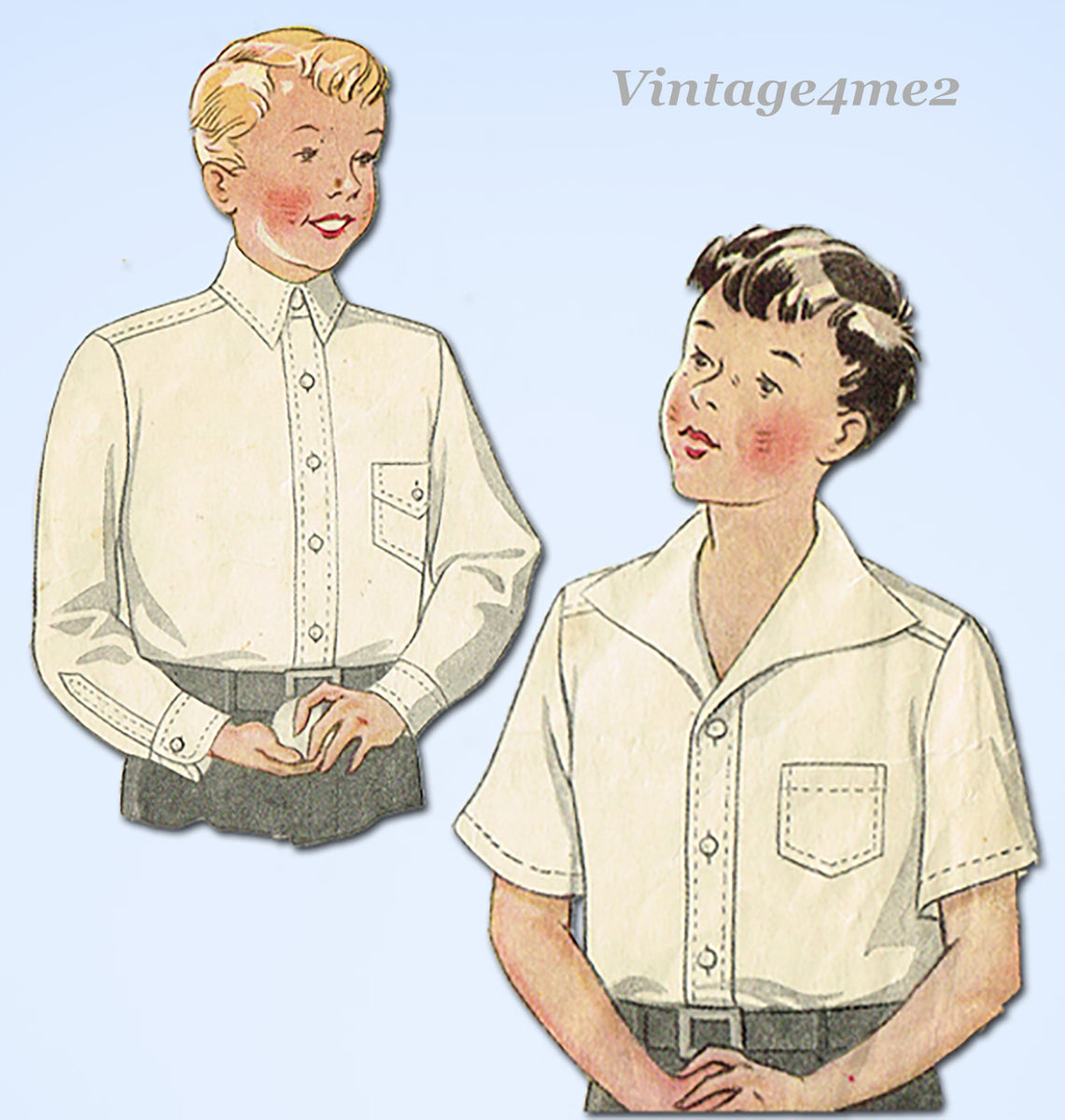 1930s Vintage Simplicity Sewing Pattern 1509 Boys Casual Shirt