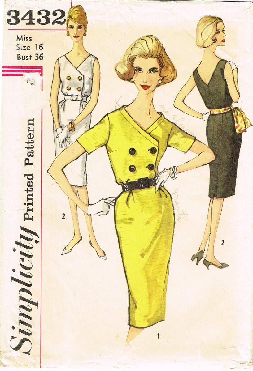 Simplicity 3432: 1960s Uncut Misses Dress 36 B Vintage Sewing Pattern ...