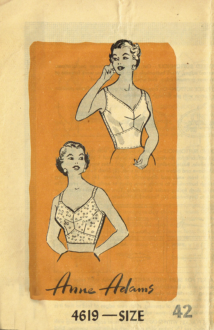 1950s Vintage Anne Adams Sewing Pattern 4619 Plus Size Stout Bra 42 B –  Vintage4me2