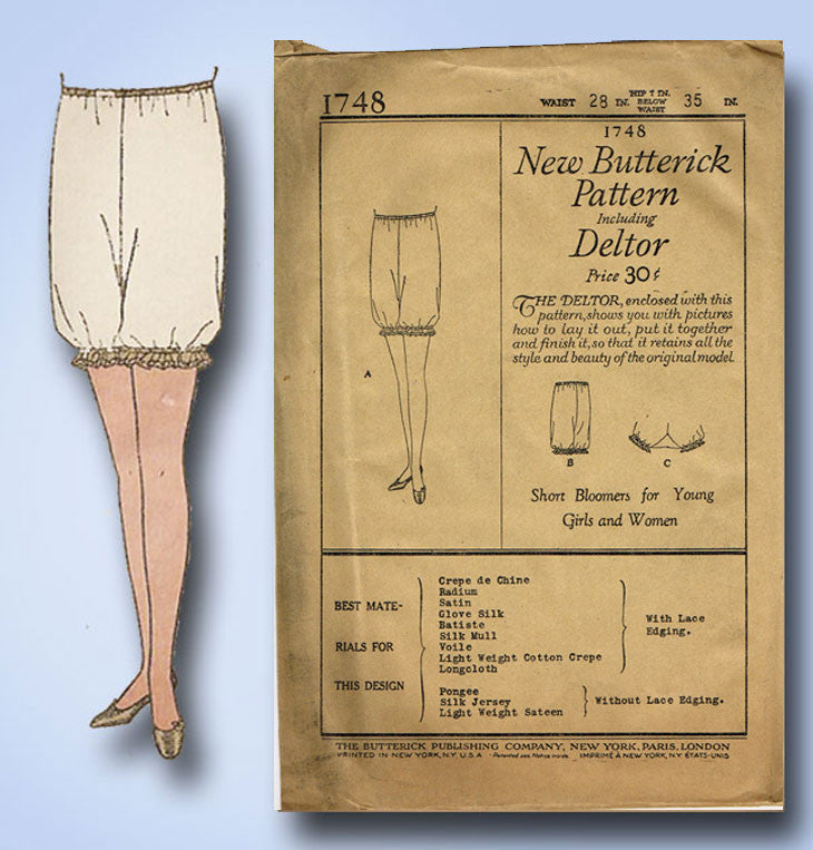 1920s Vintage Butterick Sewing Pattern 1748 Uncut Misses Bloomers 28W –  Vintage4me2