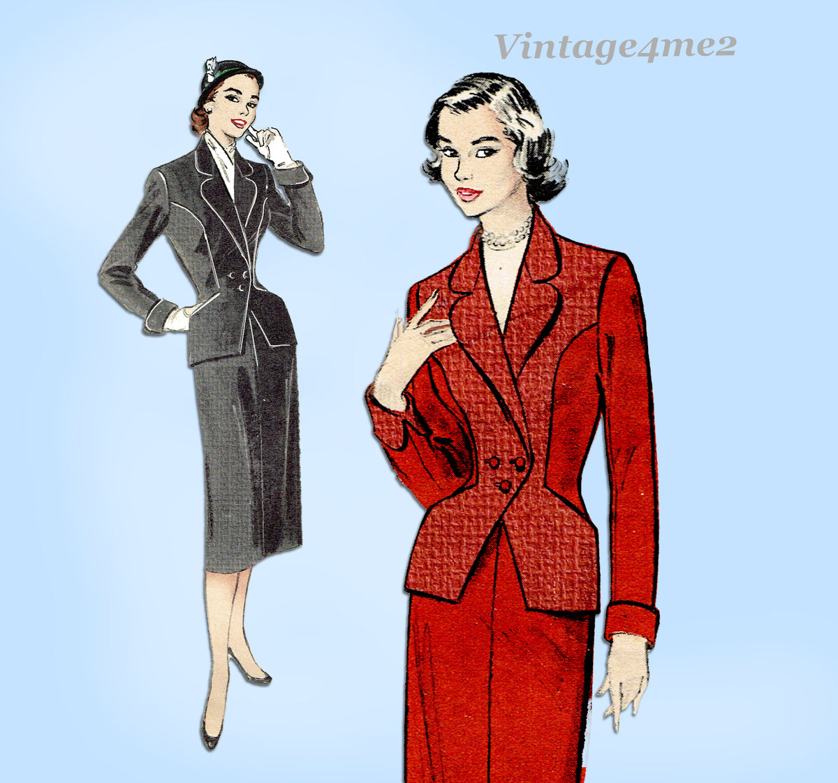 1950s Original Vintage Butterick Pattern 8318 Uncut Misses Suit 32 B –  Vintage4me2
