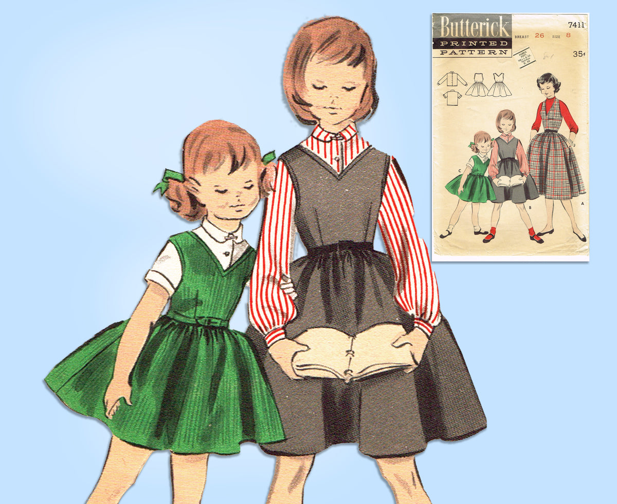 1950s Butterick 8283 Vintage Sewing Pattern Girls Full Skirt Jumper, Skirt,  Blouse Size 3 