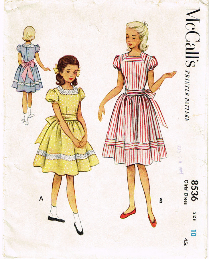 1950s Vintage McCall's Sewing Pattern 8536 Uncut Girls Sunday Best Dre –  Vintage4me2