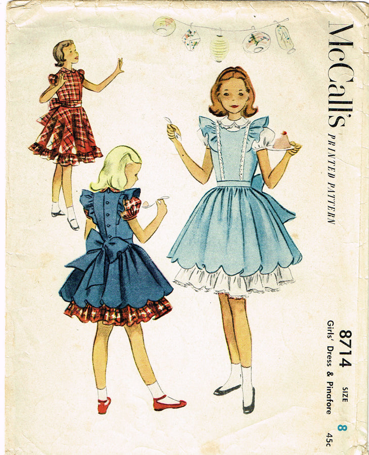 McCalls Ladies & Girls Sewing Pattern 7184 Vintage Style Blouse & Pinafore  Dress