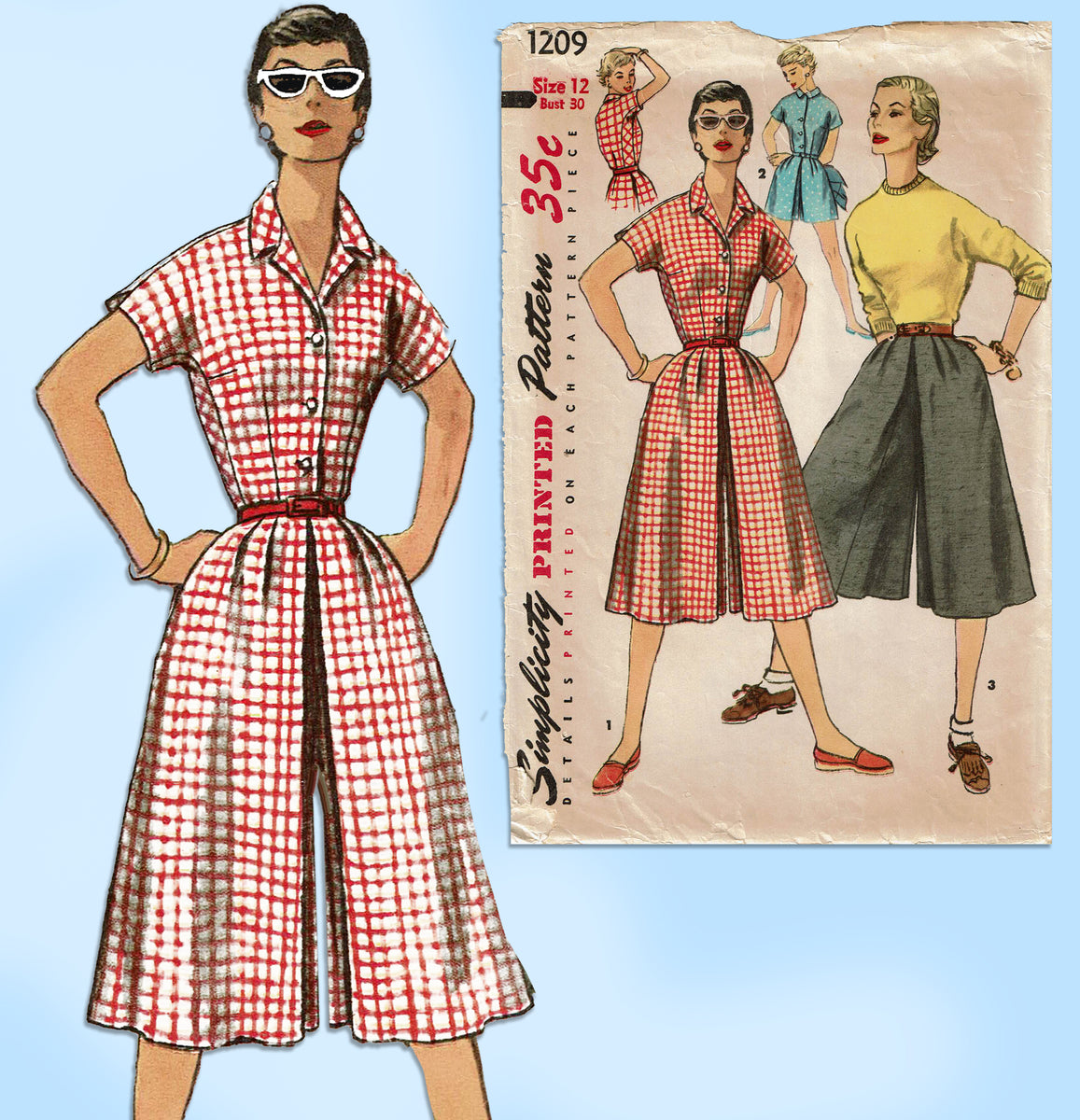 1950s Simplicity 1698 Teen Dress One Piece Size 12 Bust 32 Inches Full  Skirt -  Canada