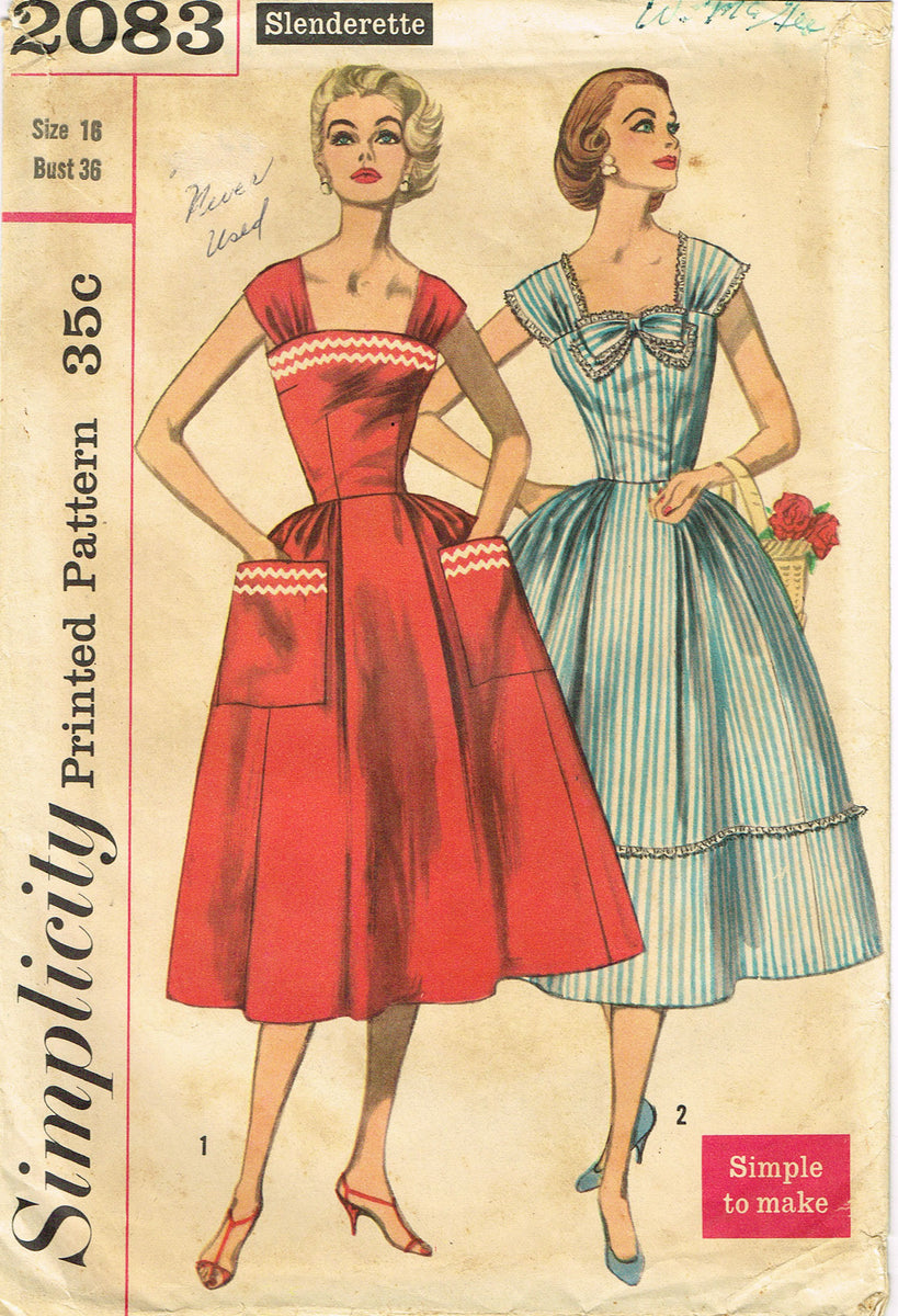 1950s Vintage Sewing Pattern B38 DRESS (R197)