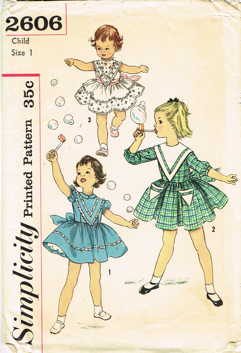 Simplicity 2606: 1950s Cute Uncut Baby Girls Dress Size 1 Vintage Sewi –  Vintage4me2