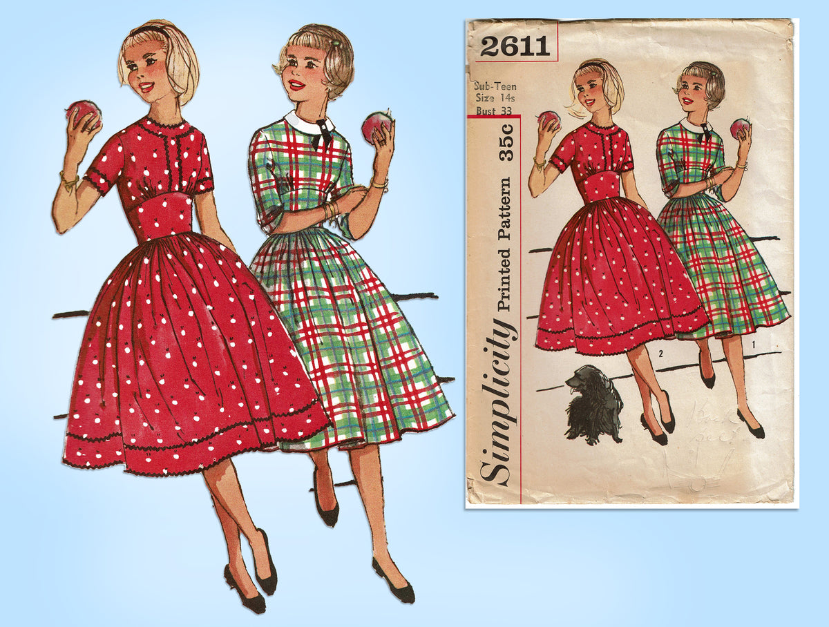 Vintage 1966 Simplicity 6495 Sewing Pattern Misses Dress Miss Size 16 -  Ruby Lane