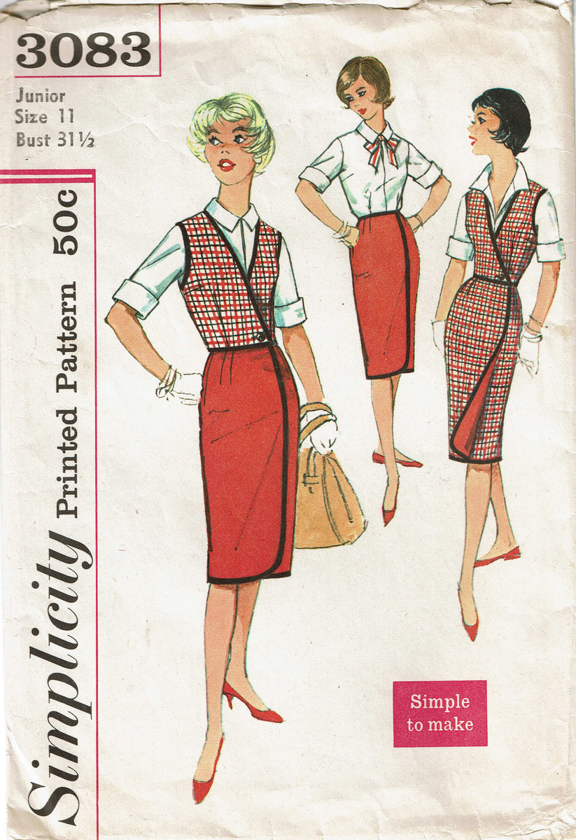 60s Simplicity 4173. 34 Bust. 1960s Slim Wiggle Skirt Square Neck Dress  With 3/4 Sleeve Cropped Jacket Vintage Sewing Pattern -  Canada