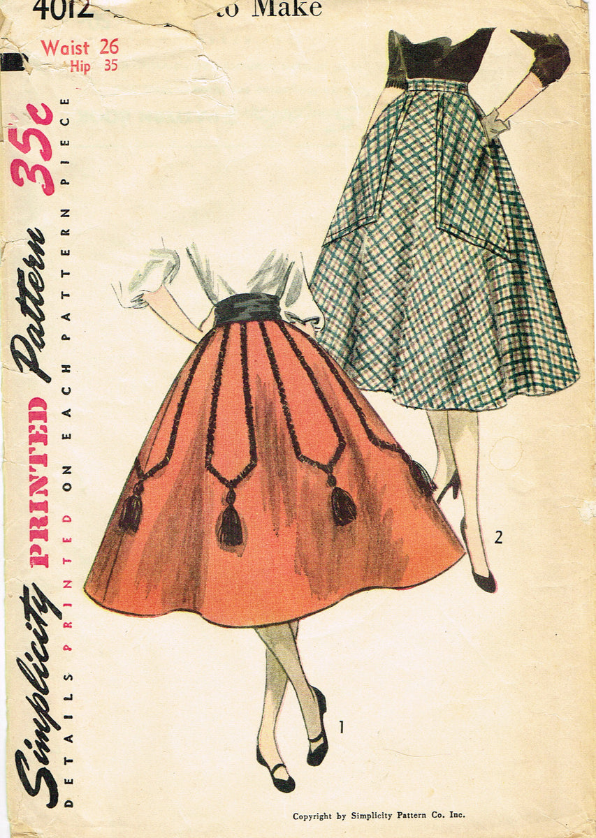 Simplicity 3257 vintage 1950s pants and skirt sewing pattern Waist 24 – the  vintage pattern market