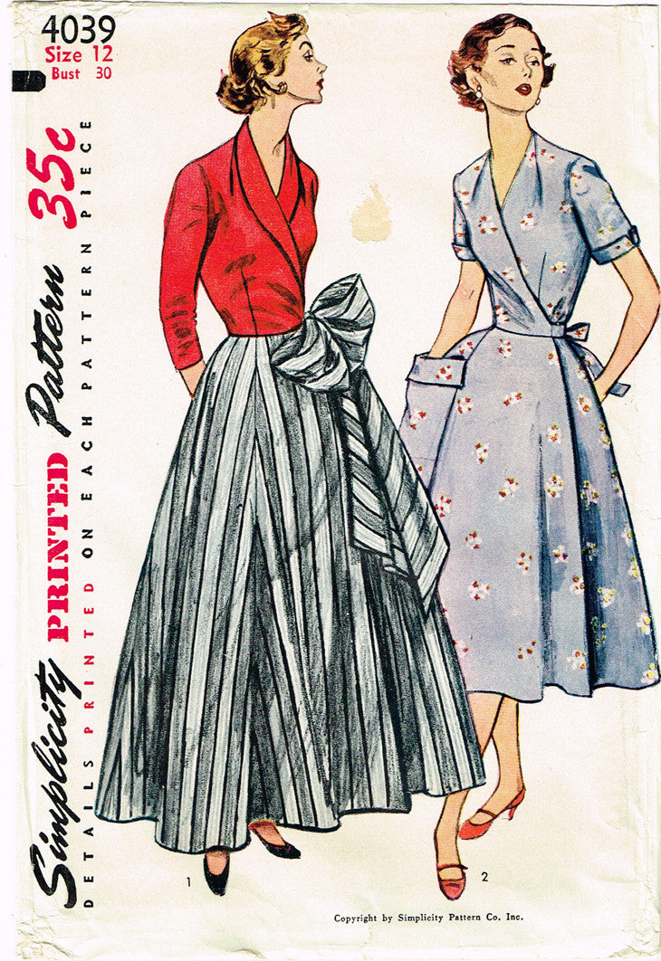 1950s Full Skirt Dress and Petticoat McCalls 3659 Vintage Sewing Pattern  Size 12 Bust 30