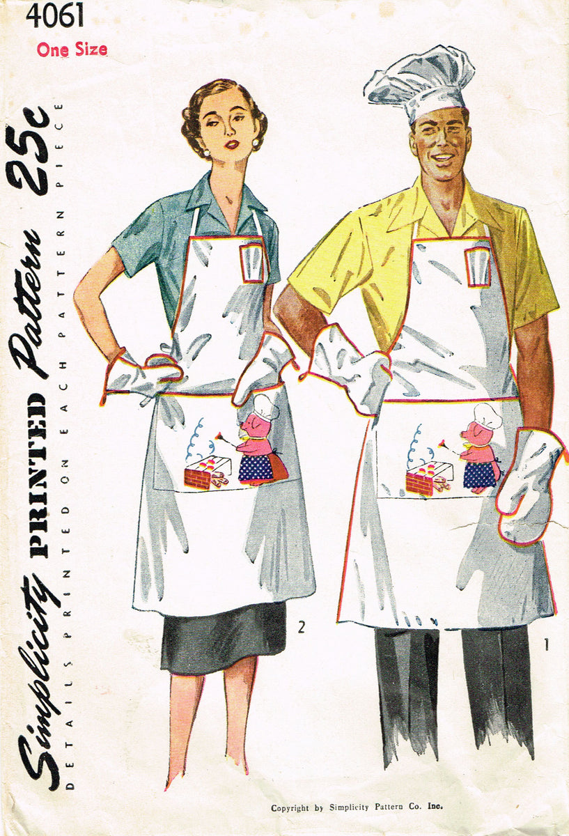 Apron Oven Mitt Potholder Half Bib Simplicity R11336 Sewing Pattern VTG 40  Retro