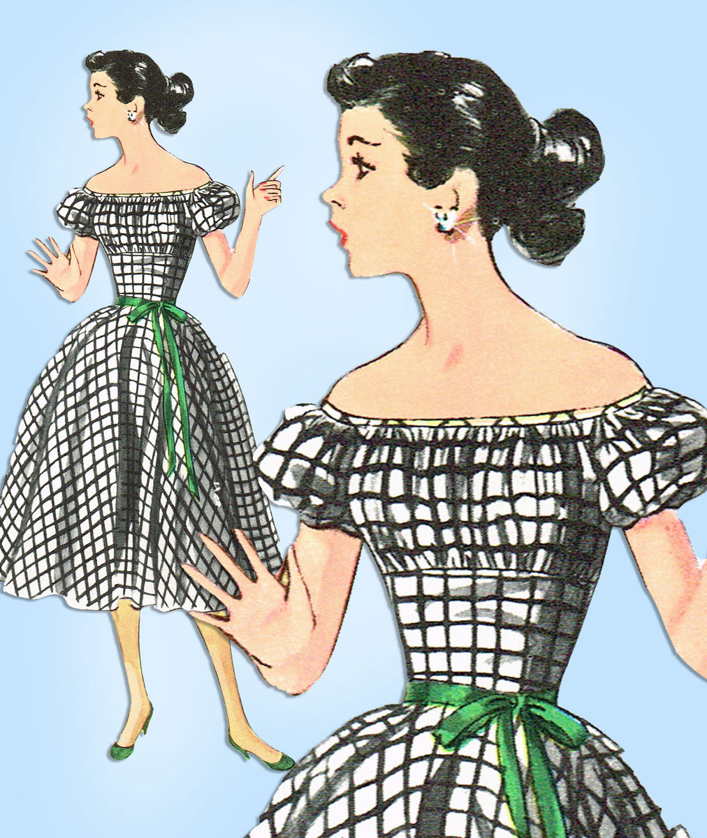 Vintage 1950s Simplicity Sewing Pattern 1795 Bust 35 Size 15 Fit 'n Flare  Dress & Huge Cumberbund Teen Rockabilly Rock 'n Roll Prom 