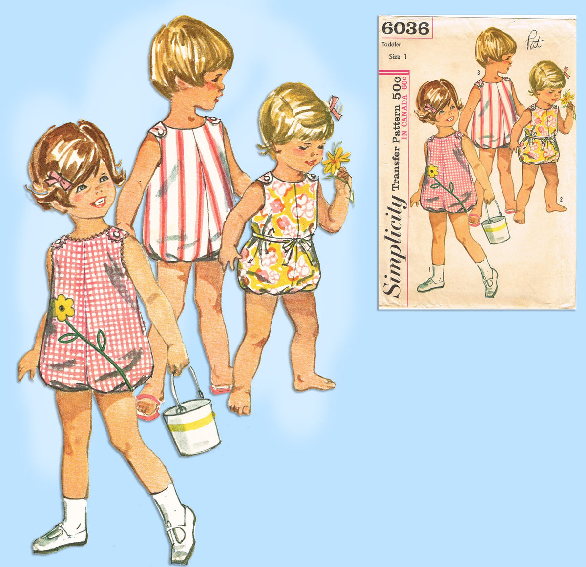 1960s Vintage Simplicity Sewing Pattern 6036 FF Baby Girls Romper Sz1 –  Vintage4me2