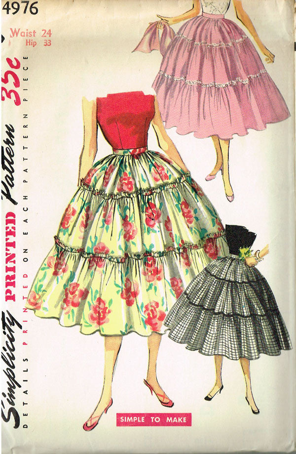 1950s Vintage Simplicity Sewing Pattern 4976 Uncut Misses Tiered