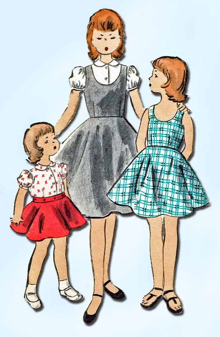1950s ADORABLE Little Girls Jumper Dress Pattern McCALLS 1827 Girls Dress  with Transfer for Embroidery or Crocheted Flowers Size 6 Vintage Childrens  Sewing Pattern