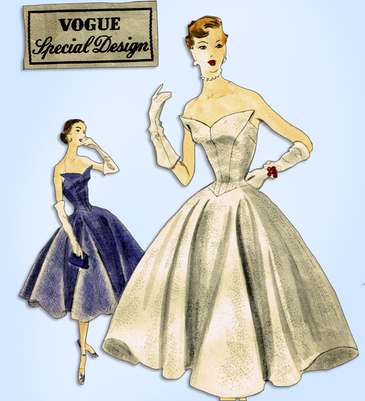 1950s Rare Vintage Vogue Special Design Pattern 4300 Sexy Cocktail Dress Sz  32 B