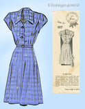 Mail Order 1617: 1940 Classic Shirtmaker Dress Sz 32 B Vintage Sewing Pattern Complete