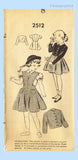 1950s Vintage Fashion Service Sewing Pattern 2512 Little Girls Dress and Jacket Size 8