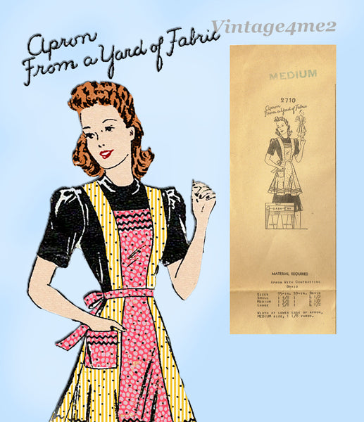 Mail Order 2710: 1940s Misses Feedsack Apron Sz MED Vintage Sewing Pattern