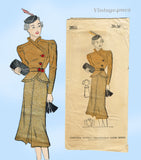 Mail Order 2860: 1930s Uncut Misses 2 Piece Suit Sz 38 B Vintage Sewing Pattern