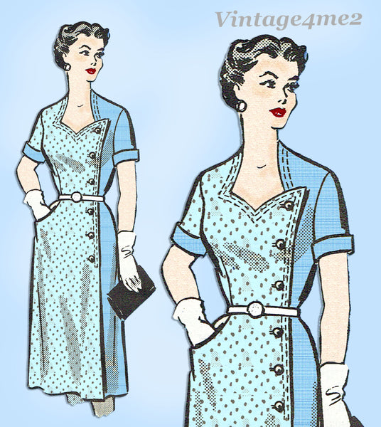 Anne Adams 4554: 1950s Uncut Sweetheart Dress Sz 34 B Vintage Sewing Pattern