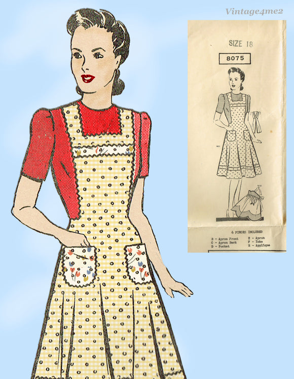 Mail Order 8075: 1940s Farm Kitchen Apron  Vintage Sewing Pattern Sewing Circle 36B