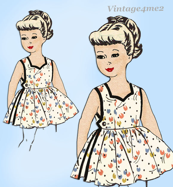 1950s Vintage Mail Order Pattern 8323 Darling Toddler Girls Sun Dress Sz 3