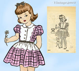 1950s Vintage Marian Martin Pattern 9001 Cute Toddler Girls Party Dress Sz 2