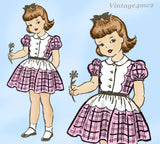 1950s Vintage Marian Martin Pattern 9001 Cute Toddler Girls Party Dress Sz 2