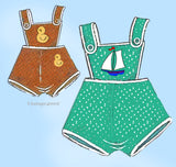 Mail Order 909: 1940s Sweet Baby Chick Sailboat Sunsuit size 1, 2,3 or 4 Uncut ORIGINAL