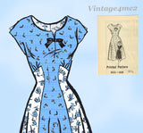 1950s Vintage Marian Martin Sewing Pattern 9215 Pretty Misses Dress Sz 39 B