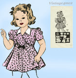 1940s Vintage Marian Martin Pattern 9224 Sweet WWII Toddler Girls Dress Sz 6