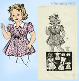 1940s Vintage Marian Martin Pattern 9224 Sweet WWII Toddler Girls Dress Sz 6