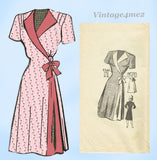 Marian Martin 9346: 1940s Uncut WWII Wrap Dress Sz 36 B Vintage Sewing Pattern