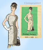 1960s Vintage Marian Martin Pattern 9391 Misses Street Dress Size 35 Bust