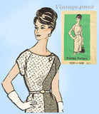 1960s Vintage Marian Martin Pattern 9391 Misses Street Dress Size 35 Bust