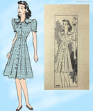 Marian Martin 9405: 1940s Misses WWII Day Dress Sz 33 B Vintage Sewing Pattern