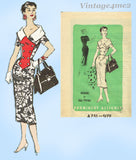 Prominent Designer A751: 1950s Glamorous Uncut Slender Dress Sz 34 B Vintage Sewing Pattern