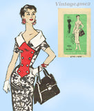 Prominent Designer A751: 1950s Glamorous Uncut Slender Dress Sz 34 B Vintage Sewing Pattern