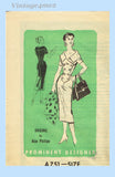 Prominent Designer A751: 1950s Glamorous Uncut Slender Dress Sz 34 B Vintage Sewing Pattern